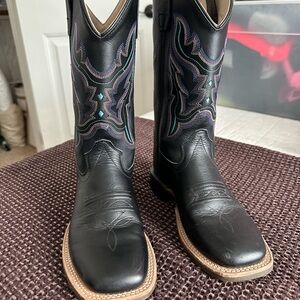 Black Leather Cowboy Boots